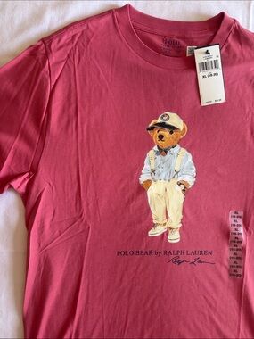 Polo by Ralph Lauren Kids Hot Pink Bear Graphic Tee